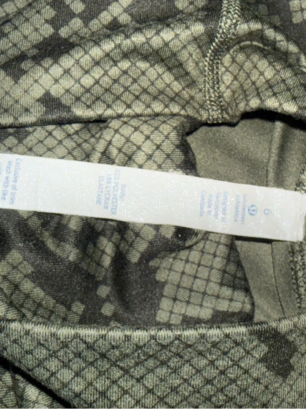 lululemon athletica Olive Green & Black Snake Print Capri Leggings - Picture 2 of 7